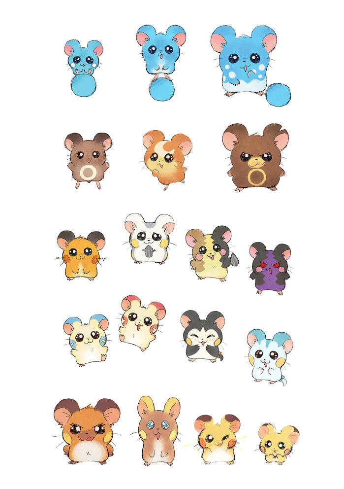 Pokemon as Hamtaro characters